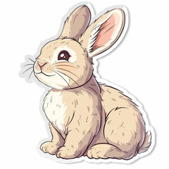 Cute cartoon rabbit sticker for decoration element