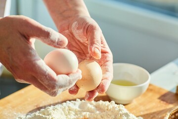Step-by-step cooking process. We have prepared eggs for making dough
