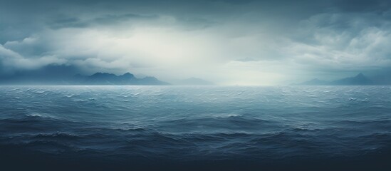 Tranquil ocean scenery with rain falling on the water's surface, creating a calming nature backdrop perfect for copy space image.