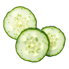Slices of cucumber isolated on transparent background Remove, Clipping Path