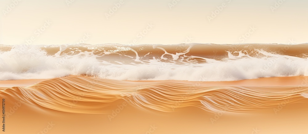 Poster sea waves gently lapping against golden sand with a copy space image.