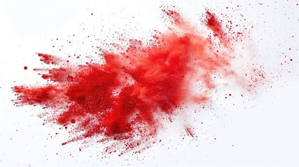 Freeze motion of red powder exploding, isolated on white background. Abstract design of red dust cloud. Particles explosion screen saver, wallpaper,Freeze motion of red powder exploding, isolated 
