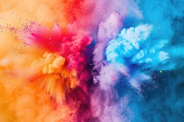 Fototapeta premium A vibrant explosion of colored powder fills the air with a burst of color and energy