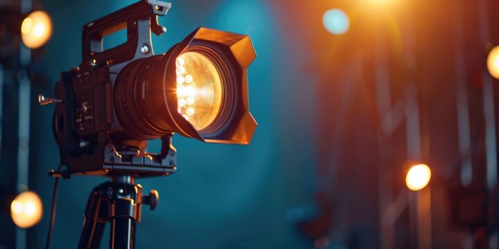 A detailed view of a camera mounted on a tripod, ideal for use in photography tutorials or equipment showcases