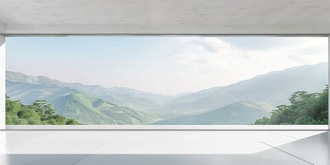Fototapeta premium Panoramic Mountain View from Modern Room
