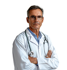Fototapeta premium Confident male Medical Professional on isolated transparent background