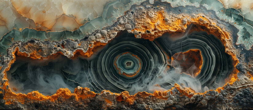 An explosion and collage of different natural Earth textures mixed in beautiful abstract background, 4K