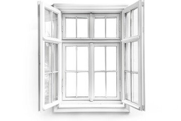 A simple window with a white frame on a white wall, suitable for interior design and home decor photoshoots