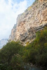 Beautiful natural landscape. The autumn season. Mountains covered with forest.