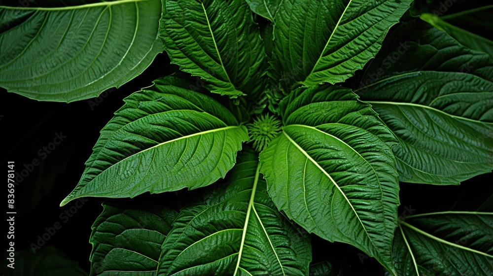 Wall mural green leaves background