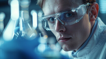 Researcher using advanced equipment to study molecular structures in biotechnology