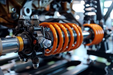 Naklejka premium Highquality image showing the detailed mechanism of a motorcycle's shock absorber