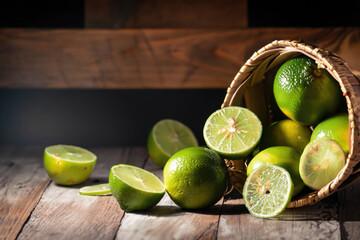 basket of limes on the table