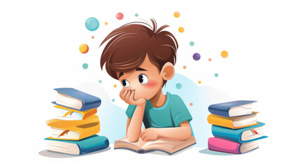 brooding boy with a book