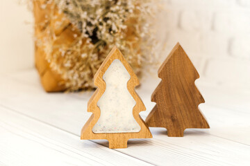 Christmas candle in the shape of a Christmas tree. Decor