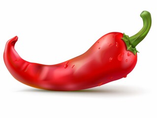 Red pepper with water drops on white background, cooking concept .