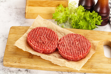 Raw beef  burger cutlet for grill