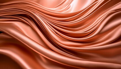 Obraz premium Luxurious waves of copper fabric flowing smoothly, creating a warm and abstract visual. The rich texture and deep copper color evoke sophistication and comfort. Soft focus adds a dreamy quality. 