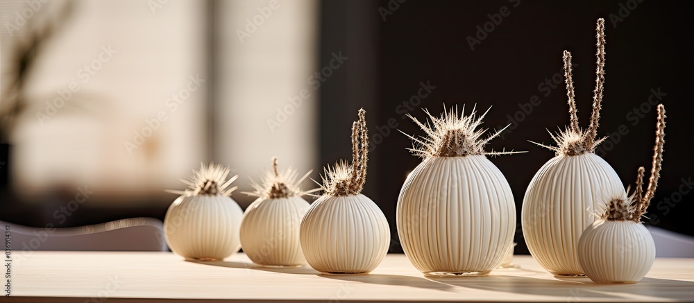 Leinwandbilder selective focus on the table shows white cactus spines; there is copy space image available.