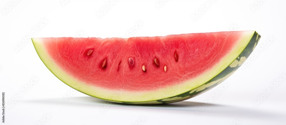 Poster watermelon slice on a white background with copy space image available.
