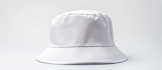 White bucket hat with copy space image on white background.