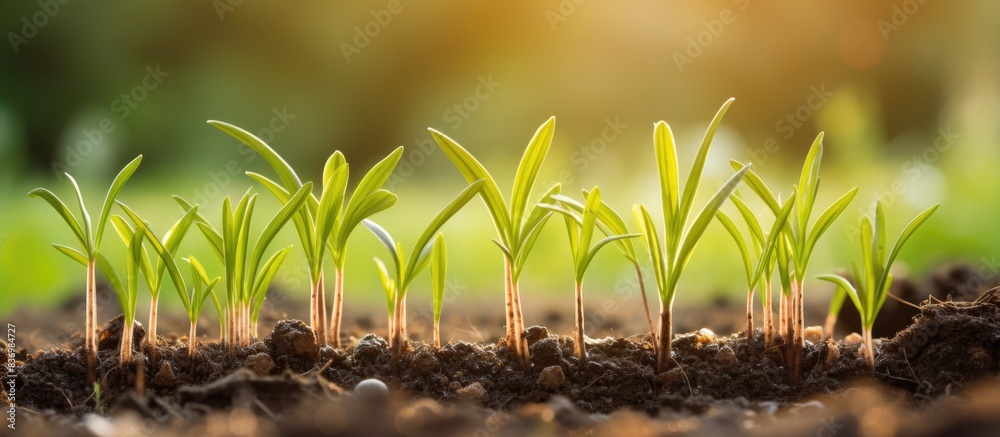 Aufkleber a cluster of young rice sprouts on display, ready-to-plant seedlings in a rice field, showcasing a r