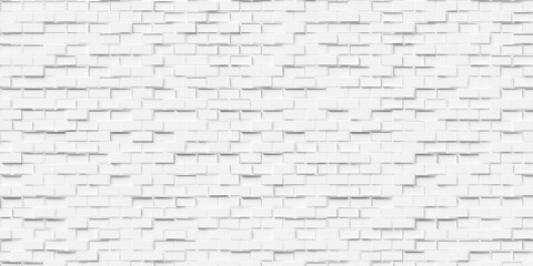 Obraz premium Random offset small white cube boxes or bricks wall block background wallpaper banner template