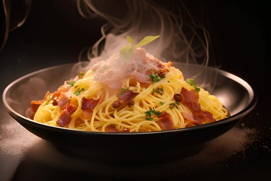 carbonara spaghetti on background