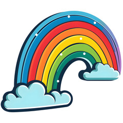 elemento de clip art arcoíris pegatina infantil en fondo transparente PNG