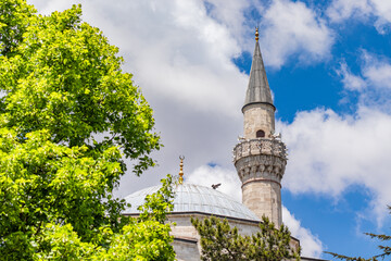 A view from outside Firuz Aga Mosque on a sunny day. Firuz Aga mosque is located close to...