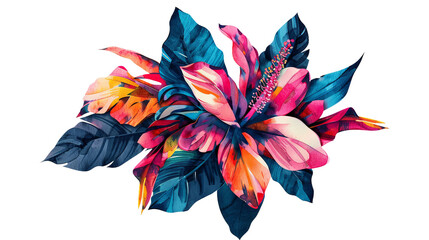 Ethereal Blooms: Intricate Abstract Tropical Flower Boho Summer Hand Drawn Illustration