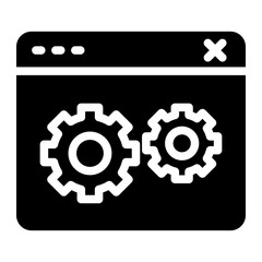 browser with gear, tech support icon