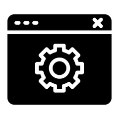 browser with gear, tech support icon