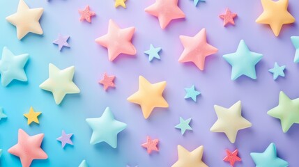 Stars isolated on pastel background, minimal design concept. 3d render background