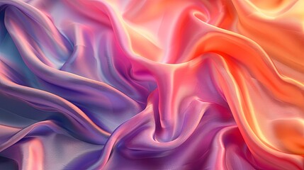 Obraz premium Wrinkled silk, vibrant pastels, digital sketch, smooth surfaces, gentle