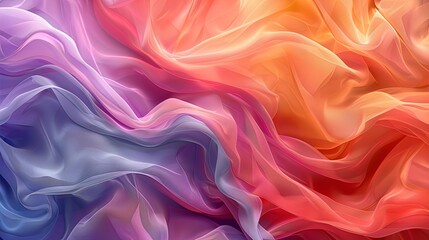 Obraz premium Wrinkled silk, vibrant pastels, digital sketch, smooth surfaces, gentle