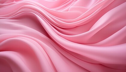 Fototapeta premium Gentle waves of pink fabric flowing smoothly, creating a soft and abstract visual. The rich texture and delicate pink color evoke warmth and femininity. Soft focus adds a dreamy quality. 