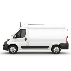 Sleek white commercial delivery van on a white background with space for company branding