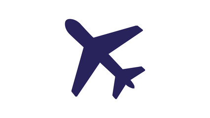Purple airplane silhouette is isolated on a white background to serve as a versatile travel and aviation icon for booking apps and tourism websites. © esman