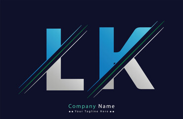 Abstract LK letter logo design template. Vector Logo Illustration.