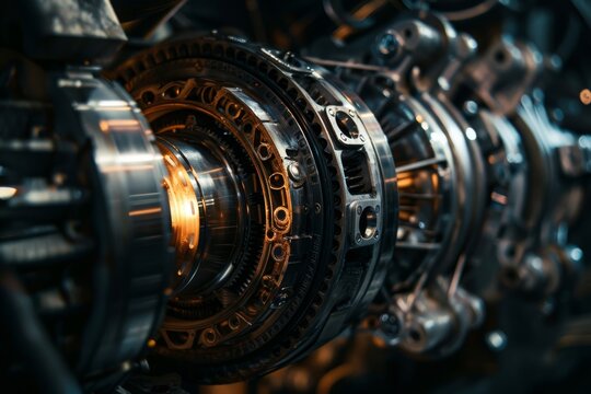 Abstract high-quality internal combustion engine section image displaying detailed mechanisms