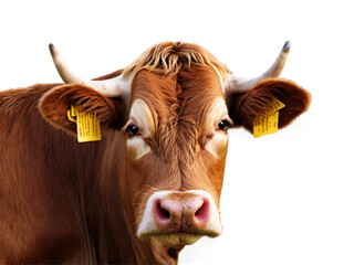 a brown cow isolated on transparent background cutout