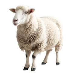 Obraz premium a white sheep isolated on transparent background cutout