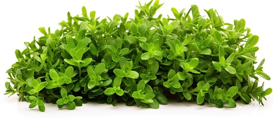 Obraz premium fresh tyme green organic cultivation in the garden close up view. Creative banner. Copyspace image