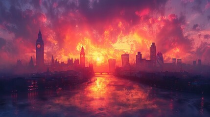 City of London Skyline At Sunset 