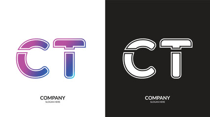 CT letter colorful logo in the circle. Vector design template elements for your application or corporate identity.