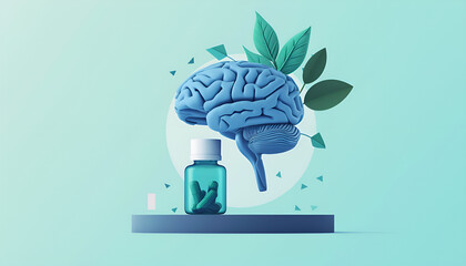 clean website landingpage for a brain supplement use a blue and lightgreen color scheme