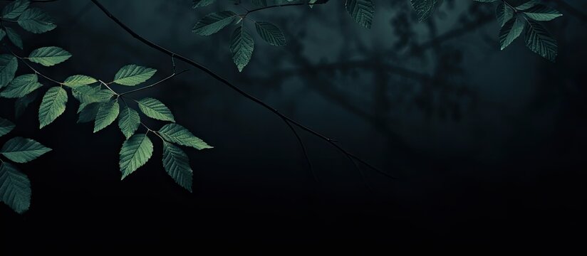 Leafes in low key. Creative banner. Copyspace image