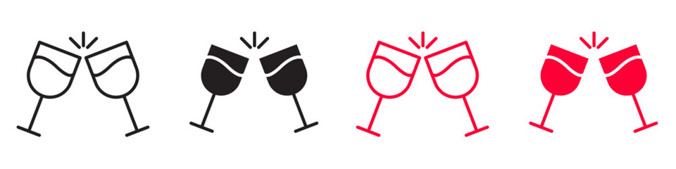 Clinking glasses icon highlighting celebration and toasting, perfect for party invitations, festive events, and social gatherings