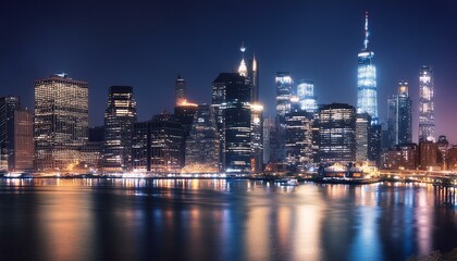 Naklejka premium hong kong skyline at night